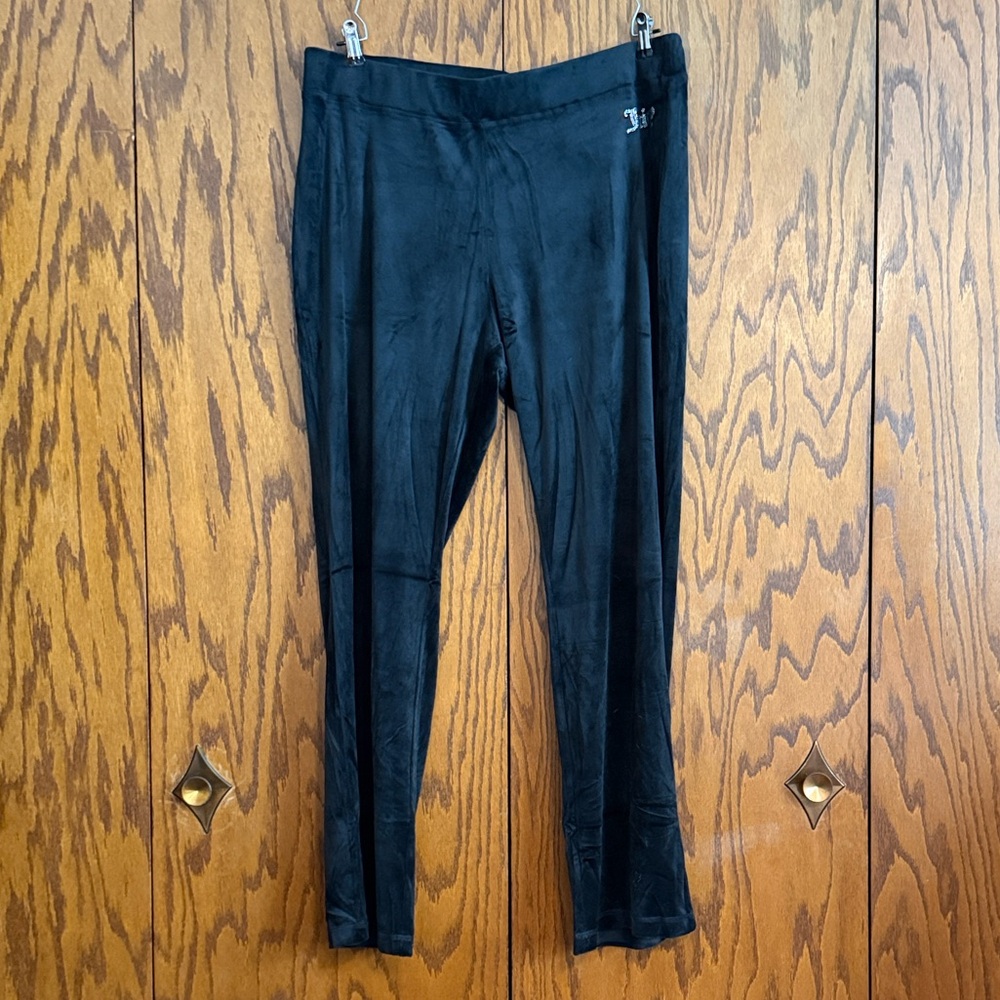 Juicy Couture Black Velour Rhinestone Pants XXL Y2K